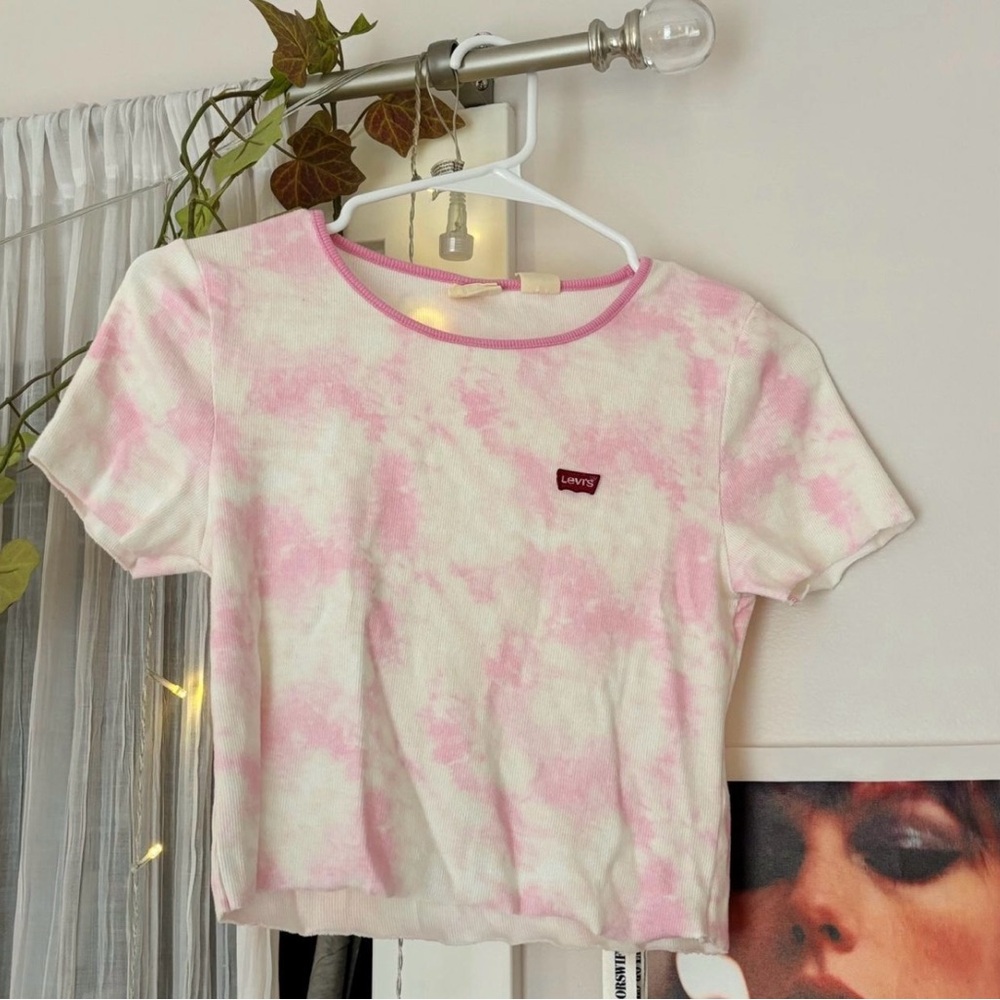 Levi's Pink and White Tie-Dye Tee